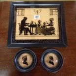 3 FRAMED GEORGIAN STYLE PLAQUES PAINTED ON GLASS