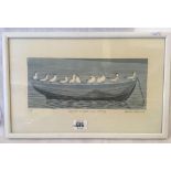 BARBARA VINCENT LIMITED EDTION WOODBLOCK PRINT, ''SEAGULLS IN BOAT, EARLY MORNING'' SIGNED,
