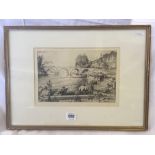 FRENCH ETCHING PRINT, INDISTINCTLY SINGED & INSCRIBED IN FRENCH AND DATED 1902