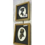 PAIR OF GILT FINISHED PENCIL SIGNED SILHOUETTES, ENTITLED MISTRESS KATE AND CAPTAIN HOWARD
