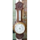 BANJO BAROMETER WITH FLORAL CARVING 25'' TALL