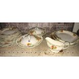 SHELF OF VINTAGE GRINDLEY FLORAL PATTERNED DINNERWARE