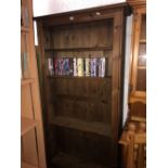 LARGE STAINED PINE BOOKCASE 185CM X 90 X 30
