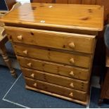 MODERN PINE CHEST OF 5 DRAWERS