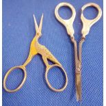 TWO ANTIQUE PAIRS OF SCISSORS, ONE SILVER, B'HAM 1912