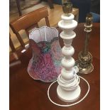2 TABLE LAMP BASES & LIGHT SHADE A/F
