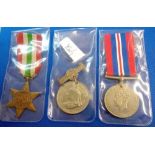 GROUP OF 3 MEDALS - 2 RELATING TO WWII 3RD FOR GOOD ATTENDANCE AT SCHOOL IN 1897