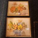 4 F/G PRINTS OF FLOWERS, 1 FRAME A/F & A F/G WATERCOLOUR OF BUTTERFLIES BY W.H