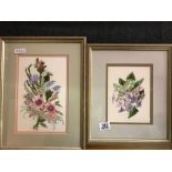 2 F/G NEEDLEWORK PICTURES OF FLOWERS