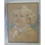 CHARCOAL AND CHALK PORTRAIT OF A LITTLE GIRL, SIGNED SHARPE