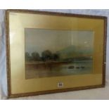 WATERCOLOUR VIEW OF A RIVER LANDSCAPE, SIGNED ALBERT PROCTOR ARCA.