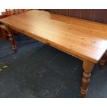 MODERN PINE FARM HOUSE TABLE WITH TURNED LEGS 6FT X 2FT 9''