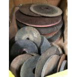 QTY OF TOOLS PLIERS ETC, BOX OF DISC BLADES & BOX OF VINTAGE WOOD PLANES