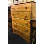 MODERN PINE CHEST OF 5 DRAWERS