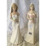 2 CHINA FIGURINES OF A BRIDE & BRIDESMAID FROM LEONARDO COLLECTION