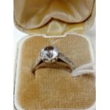 9CT WHITE GOLD SOLITAIRE CZ RING
