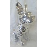 SILVER CHINA FIGURE OF FRENCH BULL DOG IN SITTING POSITION