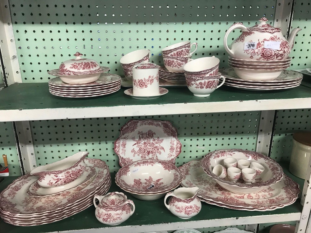 2 SHELVES OF CROWN DUCAL BRISTOL DINNERWARE