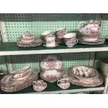 2 SHELVES OF CROWN DUCAL BRISTOL DINNERWARE