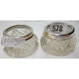 2 GLASS & SILVER RIMMED SALTS