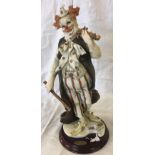 HEAVY PORCELAIN FIGURE OF CLOWN PLAYING VIOLIN BY FLORENCE OF ITALY BASE STATES ORIGINAL GIUSEPPE
