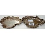 PAIR OF RECOCO STYLE SILVER DISHES APPROX 5' WIDE - SHEFFIELD MINT BY WALKER & HALL