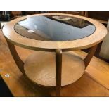 CIRCULAR SMOKE GLASS 2 TIER COFFEE TABLE