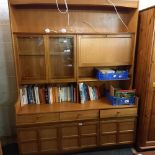 NATHAN TEAK LOUNGE UNIT WITH GLAZED DISPLAY CABINET, DRAWERS & CUPBOARDS & FOLD DOWN DRINKS