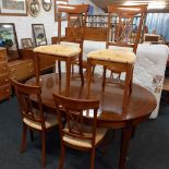 YEW WOOD EXTENDING DINING TABLE WITH 6 CHAIRS