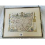 ANTIQUE HAND COLOURED MAP OF SUFFOLK