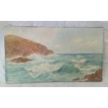 H.H BINGLEY, BREAKERS AT PENDOLVER, CORNWALL, WATERCOLOUR, INSCRIBED ON THE BACK