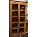 GLAZED PINE CUPBOARD 79'' HIGH X 37'' WIDE X 19'' DEPTH APPROX