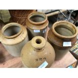 4 STONEWARE POTS