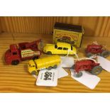 MATCHBOX 1-75 SERIES. 1A ERF ROAD TANKER YELLOW BOXED. BOX FAIR, TANKER GOOD. 4A MASSEY HARRIS