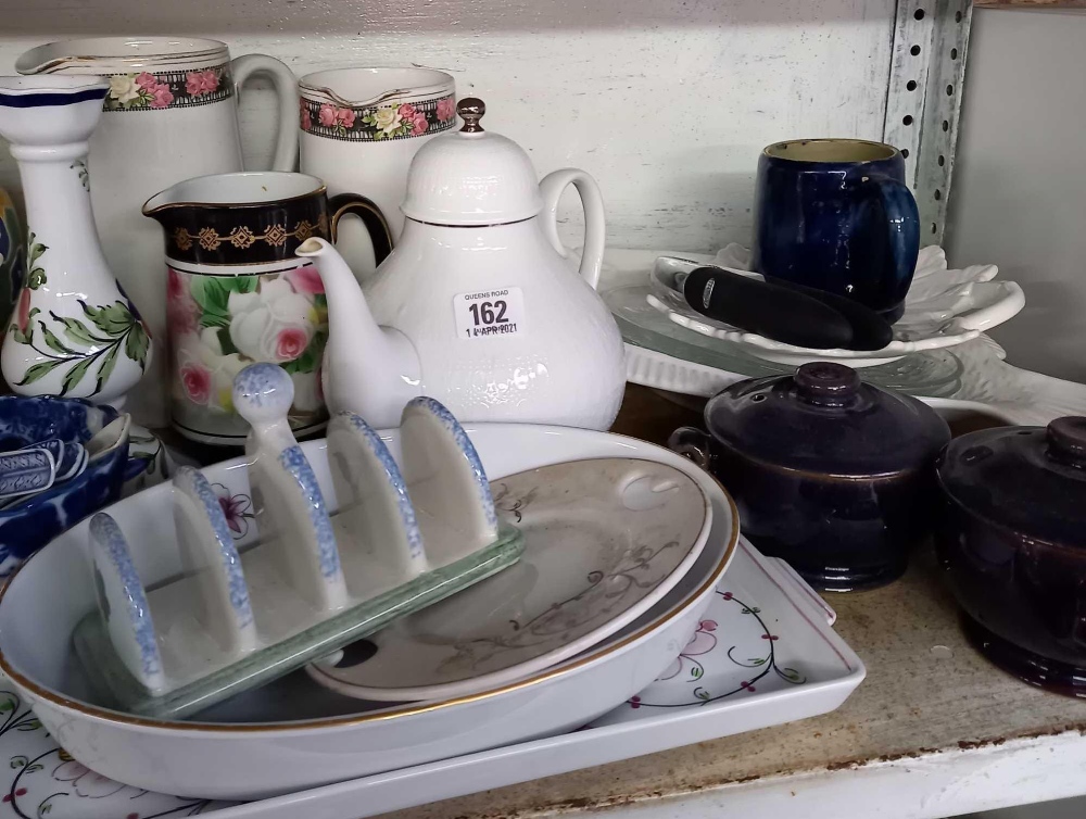 SHELF WITH QTY OF CHINAWARE INCL; JUGS, BOWLS ETC - Image 2 of 2