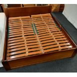 DOUBLE BED FRAME WITH DUNLOPILLO SINGLE SLATTED BEDS WHICH SIT INSIDE THAT CAN BE MANUALLY RAISED