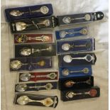 LARGE QTY OF WHITE & YELLOW COLOURED TEA SPOONS FROM NUMEROUS TOWNS