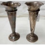 A PAIR OF SILVER SPILL VASES 4'' HIGH - LONDON 1910 BY C.W