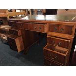 LEATHER TOP REPRODUCTION KNEEHOLE DESK