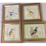 4 F/G WATERCOLOURS SIGNED BY EILEEN ENDECOTT OF BIRDS TOGETHER WITH FURTHER F/G PICTURE OF PLANTS