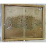 ANTIQUE HAND COLOURED MAP OF SUSSEX