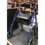 BLUE METAL MOBILITY WALKER WITH WHEELS