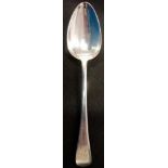 A GEORGE III SILVER TABLE SPOON - LONDON 1910 BY S.H