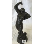 ART DECO STYLE FIGURINE OF LADY BY HEREDITIES SIGNATURE TO BASE A.WYNNE 11'' HIGH