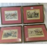 SET OF 5 ANTIQUE COLOURED HUNTING PRINTS, MR JORROCKS, BY JOHN LEECH