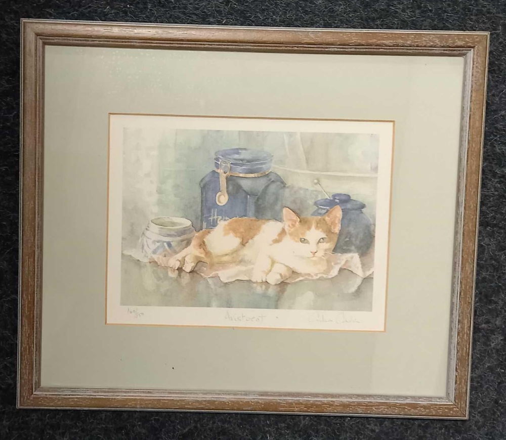 5 F/G PICTURES, 2 DEPICTING CATS, 2 DEPICTING FLOWERS & THE OTHER CROSS STITCH MAP PICTURE - Image 3 of 5