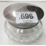 A SILVER TOP JAR WITH CUT GLASS BODY - B'HAM 1928