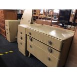 MODERN LIME OAK 3 DRAWER CHEST OF DRAWERS WITH MATCHING TWIN PEDESTAL DRESSING TABLE