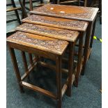 MAHOGANY CARVED NEST OF 4 TABLES