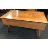 WOODEN SEWING BOX ON LEGS WITH CONTENTS